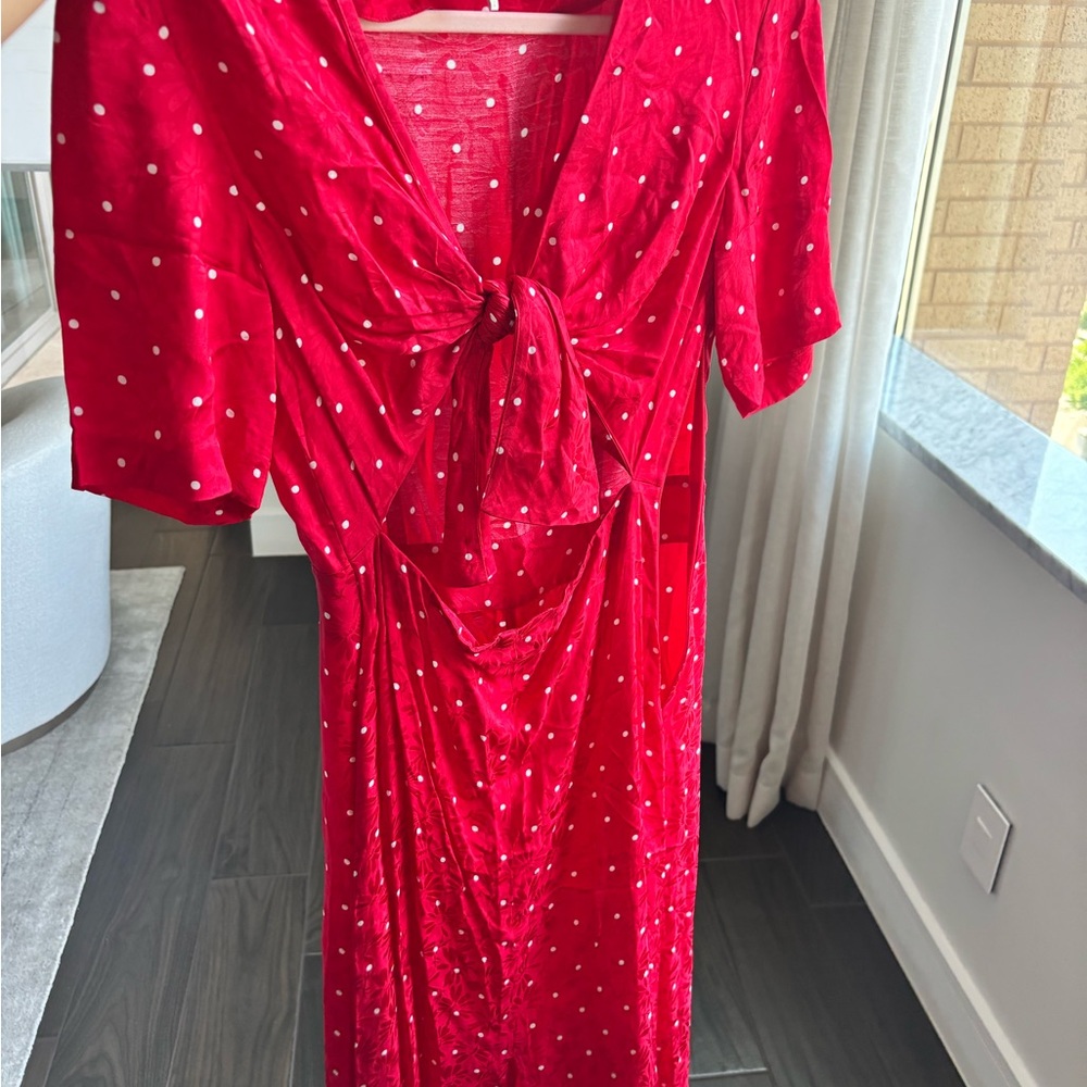 Elegant Red Polka Dot Dress